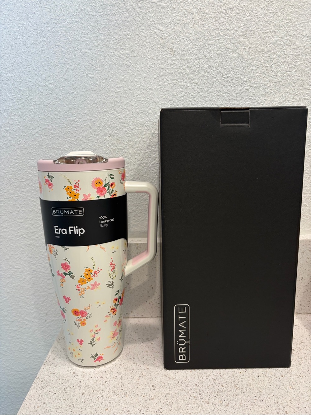 Brumate Era Flip 40oz Wildflower Whisper Tumbler Floral Pink White NEW IN HAND